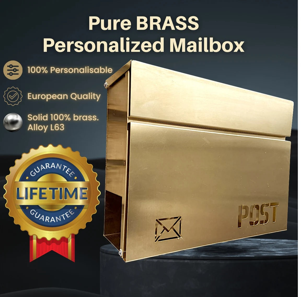 Personalisierter Briefkasten aus reinem Messing