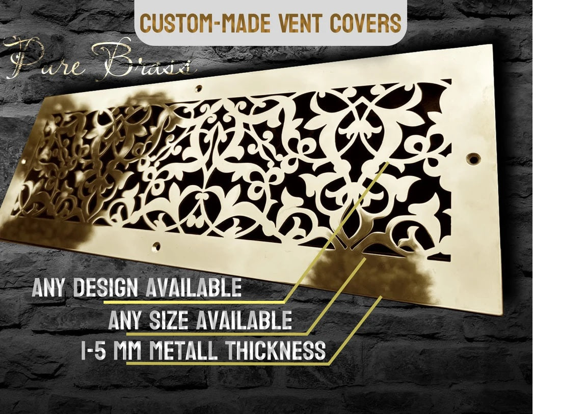 Fully customized PURE BRASS Air Grilles 1mm thick flat (without rear frame)