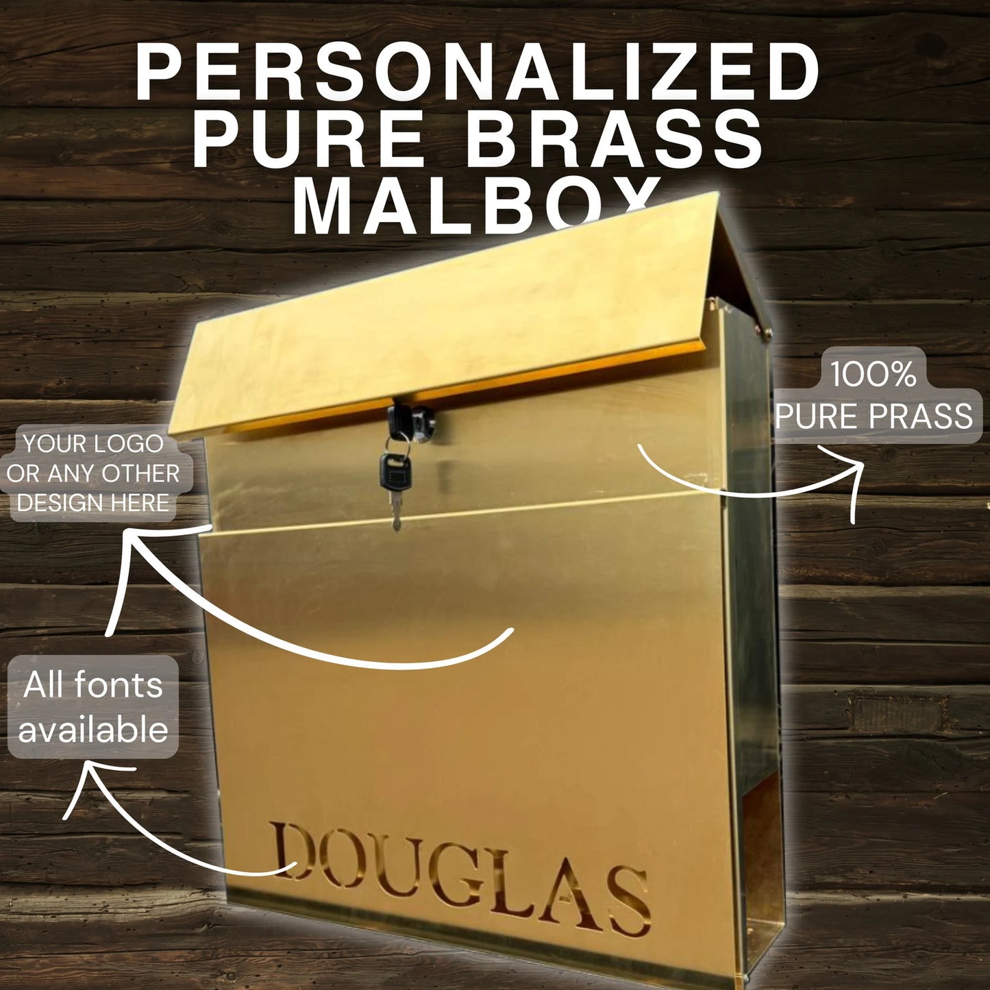 Personalisierter Briefkasten aus reinem Messing